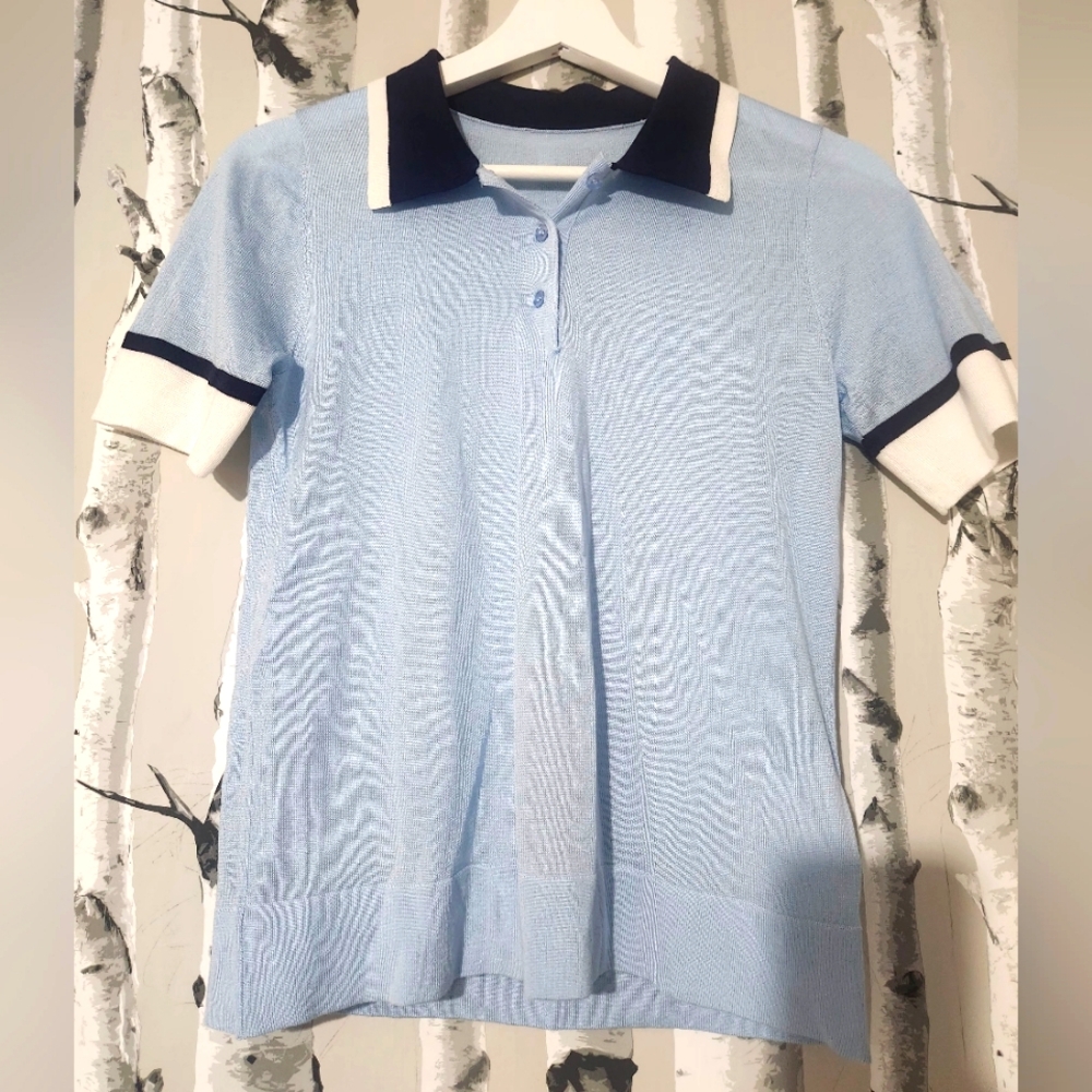 Prada Ribbed-knit Polo Shirt Size S or XS / US 2